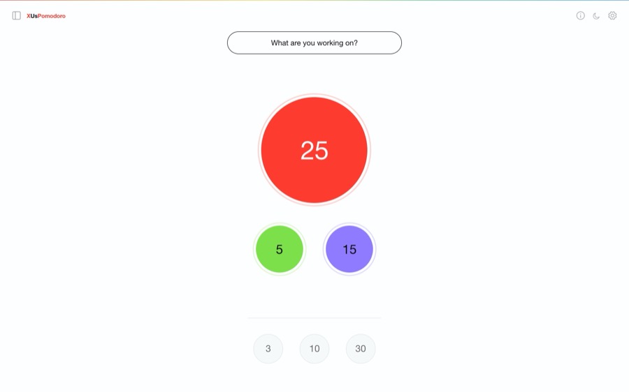 XUsPomodoro focus timer in light mode